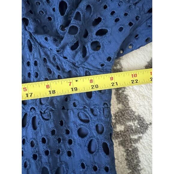 LILLY PULITZER Navy Oyster Bay Hazelanne Eyelet Sunflower Button Front Dress 16 - Picture 13 of 14